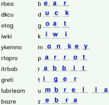 Unscramble the letters